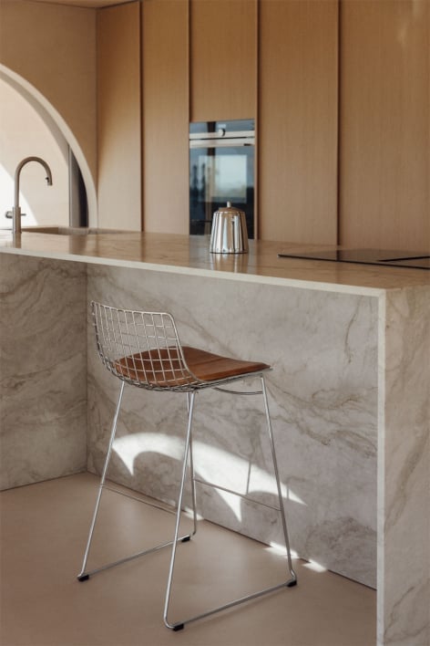 Tabouret haut avec dossier en acier Renee