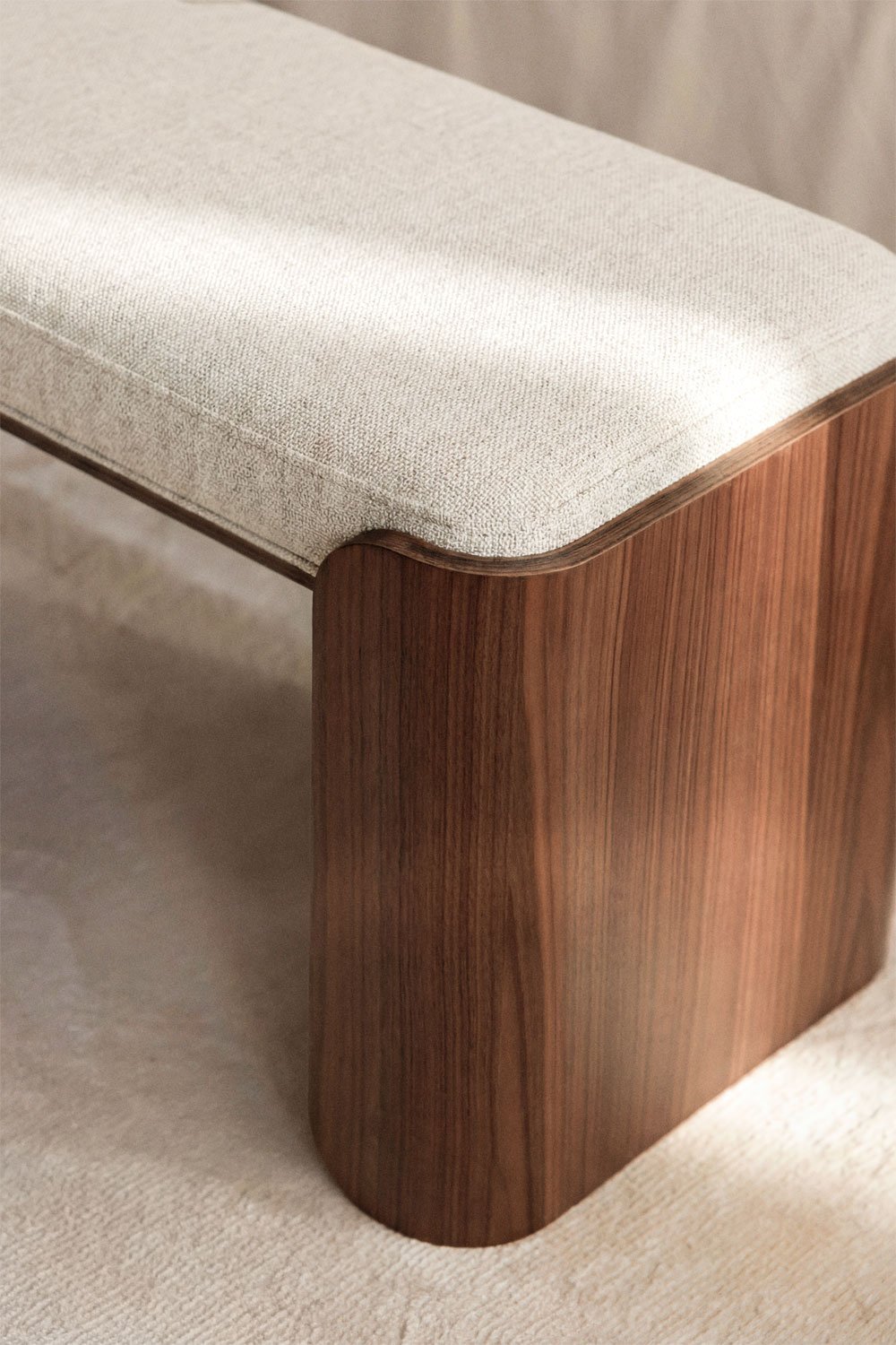 Banc en bois de caoutchouc et placage Lofren, image de la galerie 2