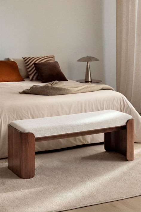 Banc en bois de caoutchouc et placage Lofren