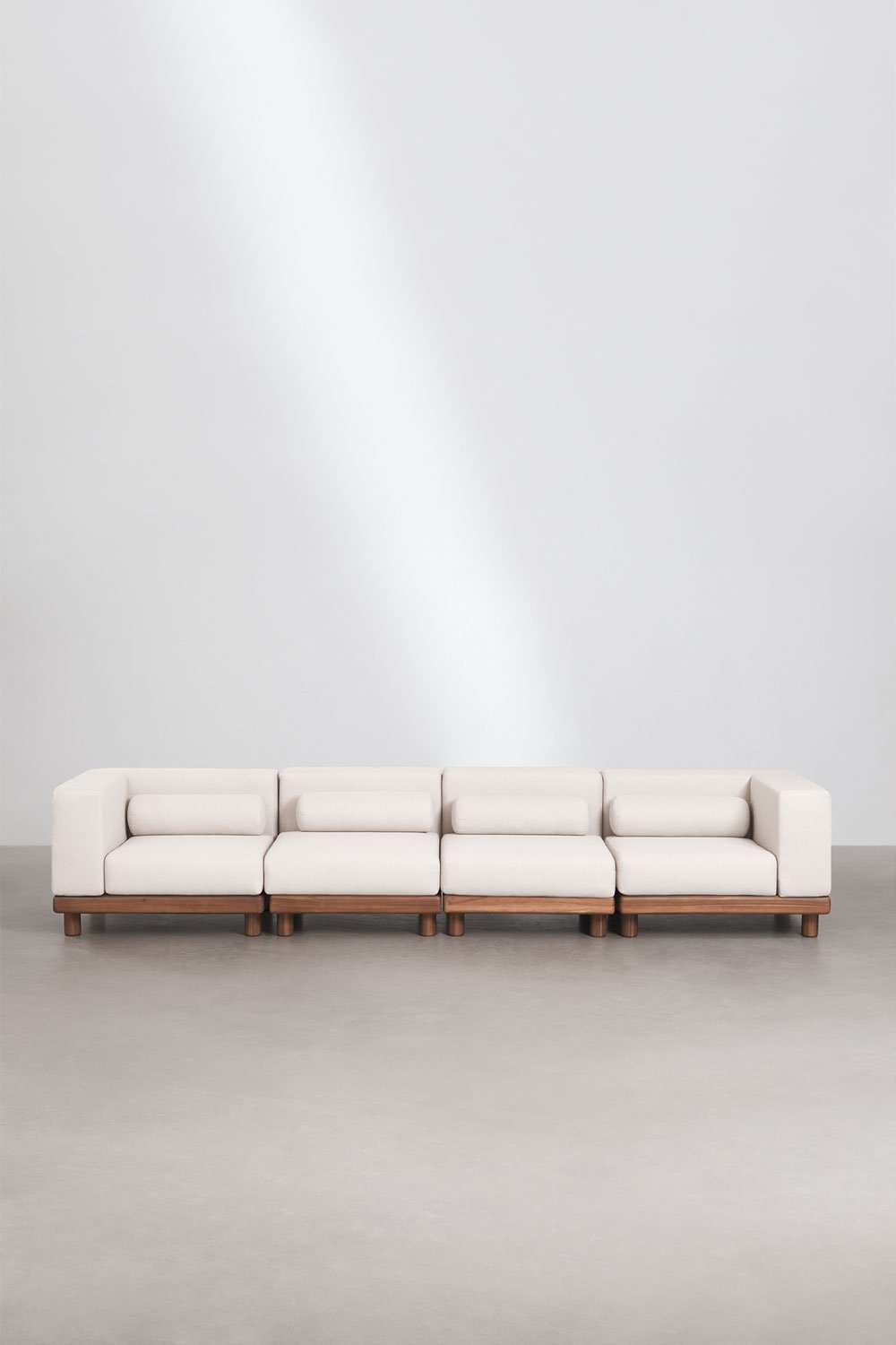 Canapé modulaire de jardin 4 pièces avec 2 modules d'angle en acacia Edrien, image de la galerie 3