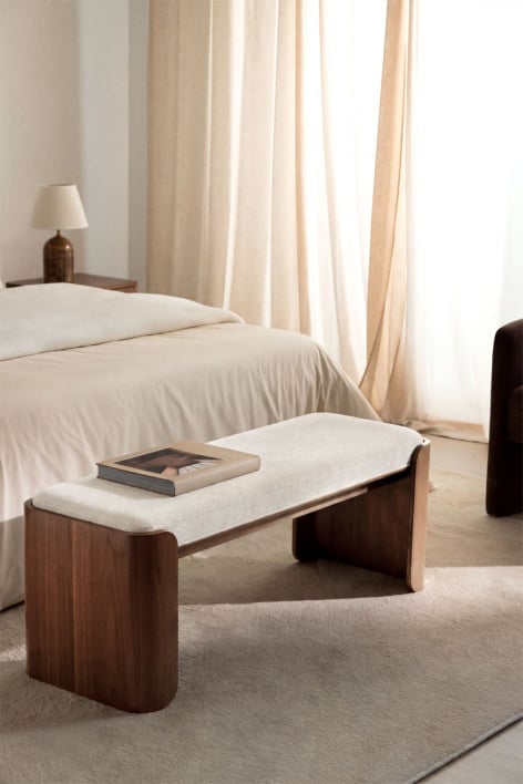 Banc en bois de caoutchouc et placage Lofren