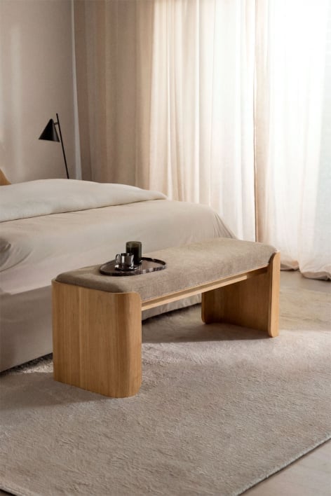 Banc en bois de caoutchouc et placage Lofren