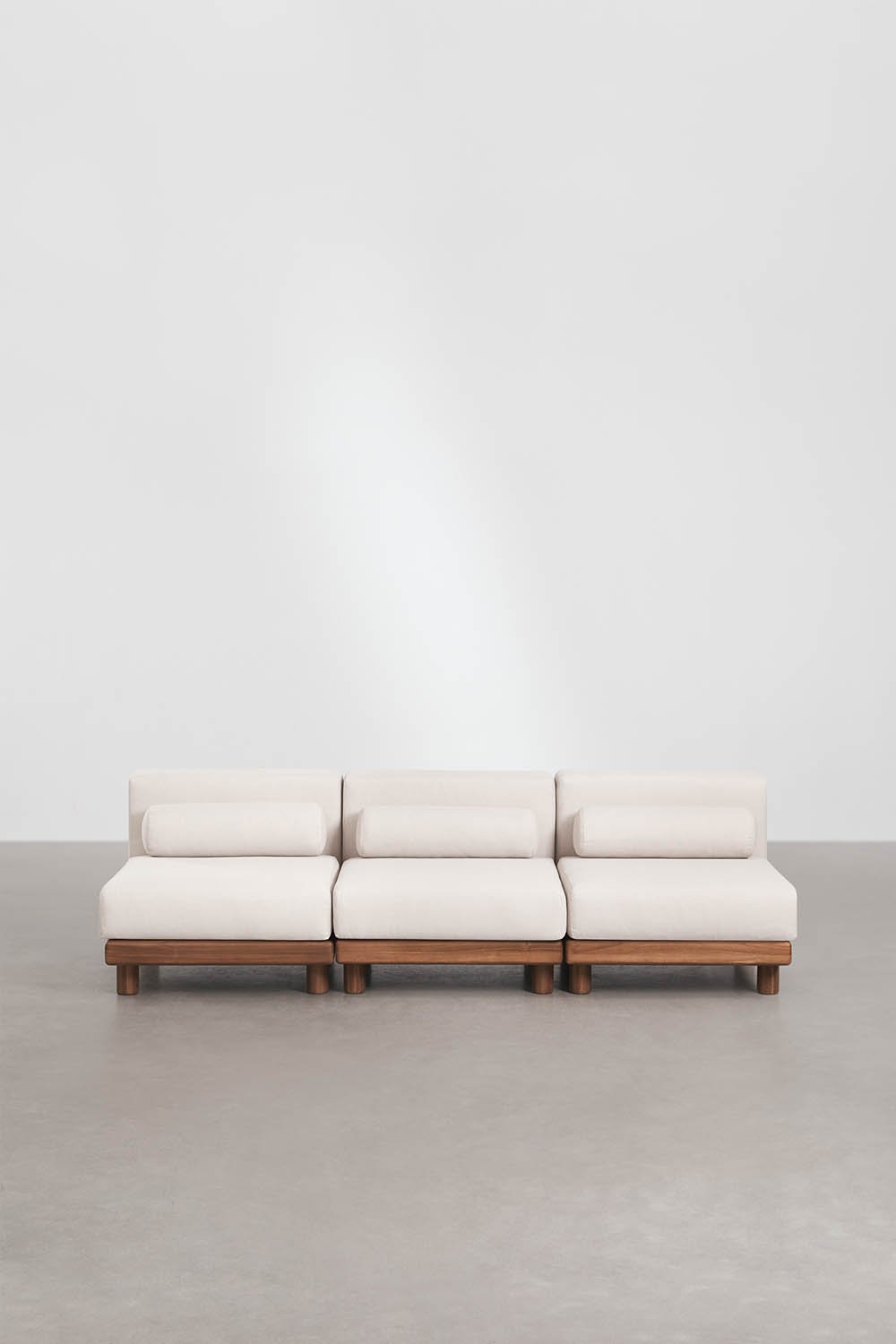 Canapé modulaire de jardin 3 pièces en acacia Edrien, image de la galerie 3