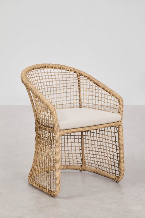 Chaise de jardin avec accoudoirs en acier et rotin synthétique Liparian