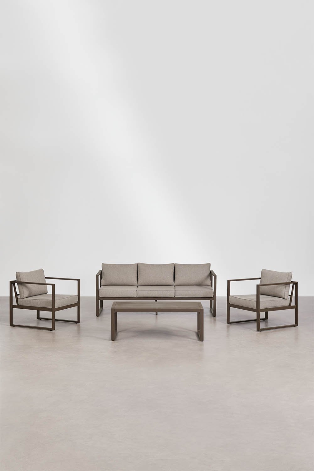 Ensemble de jardin avec canapé 3 places, 2 fauteuils et table basse en aluminium Lipov, image de la galerie 3