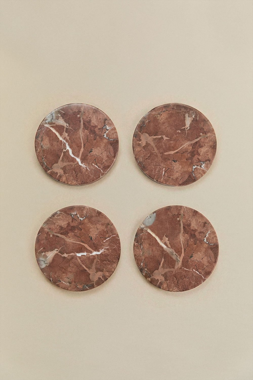 Set de 4 dessous de verre ronds Ø10 cm en marbre Valtris, image de la galerie 3