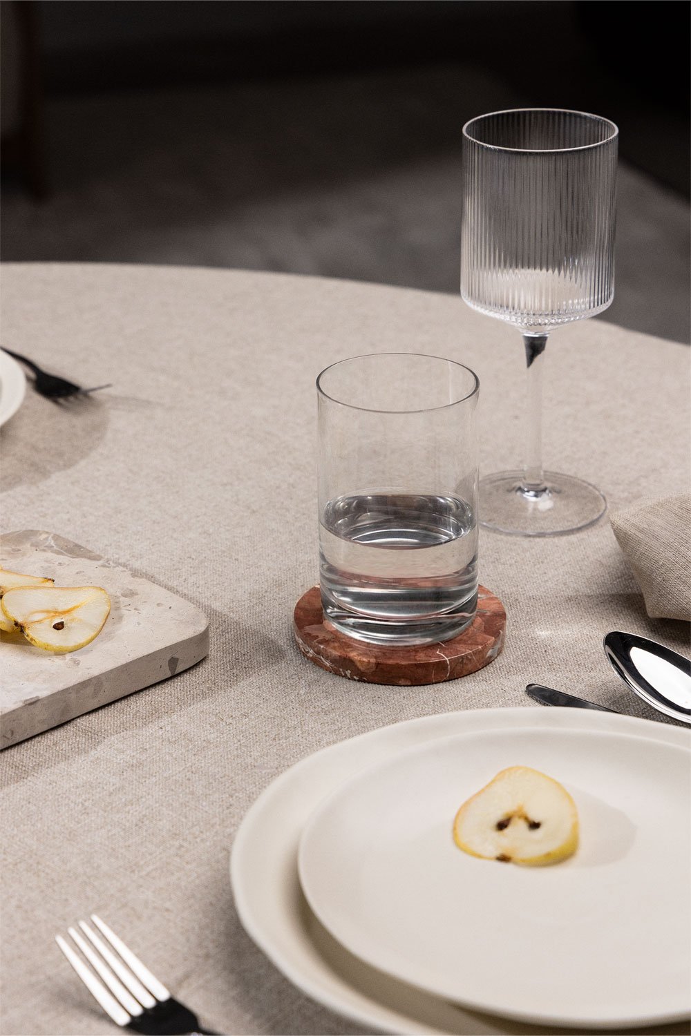 Set de 4 dessous de verre ronds Ø10 cm en marbre Valtris, image de la galerie 1