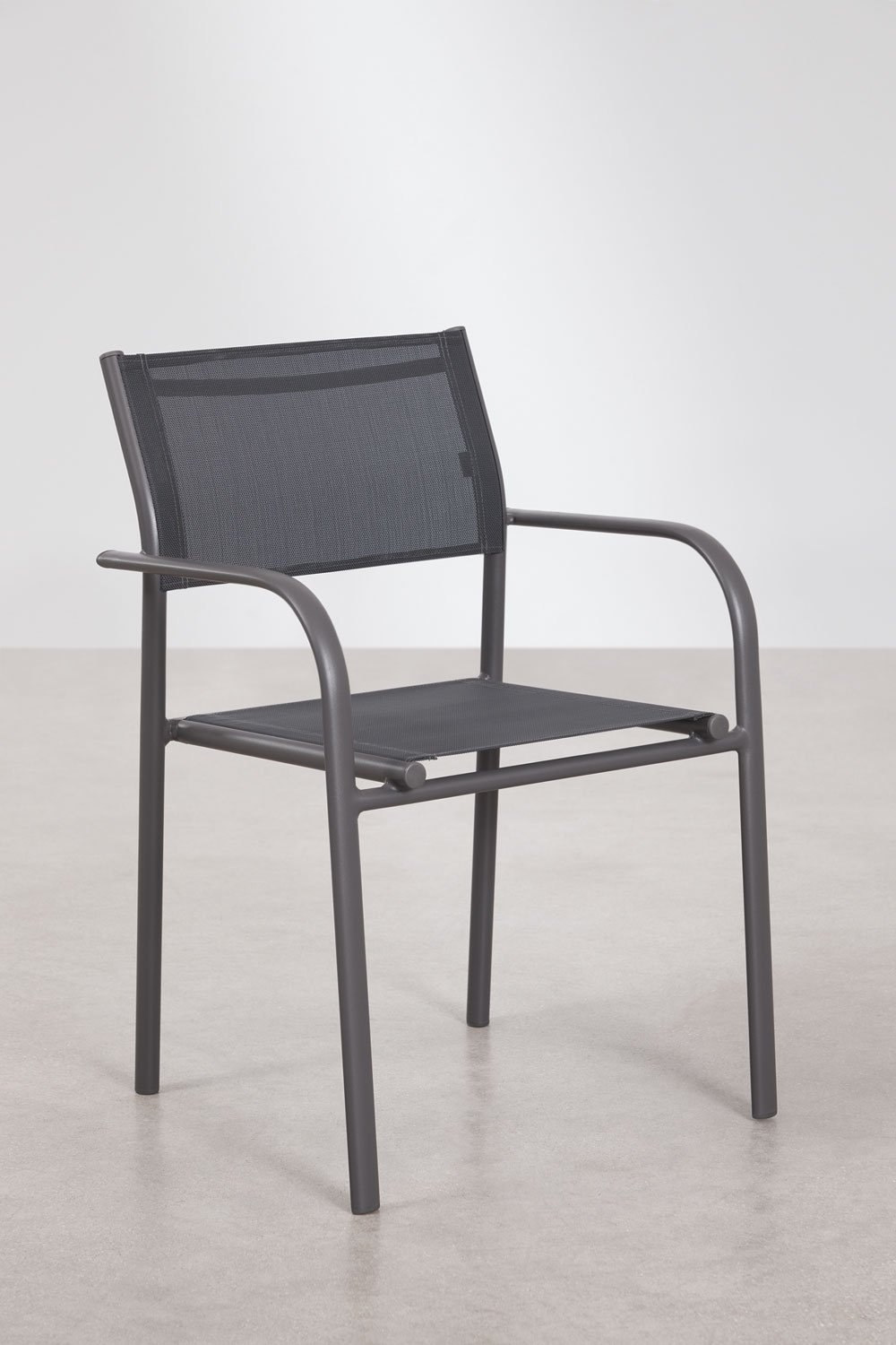 Chaise de jardin empilable avec accoudoirs en aluminium Olenia, image de la galerie 3