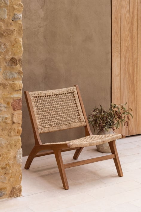 Fauteuil de jardin en bois d'acacia et rotin synthétique Verlian