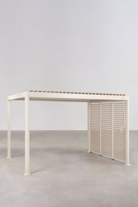 Pergola bioclimatique à lames avec panneau latéral en aluminium Druvia