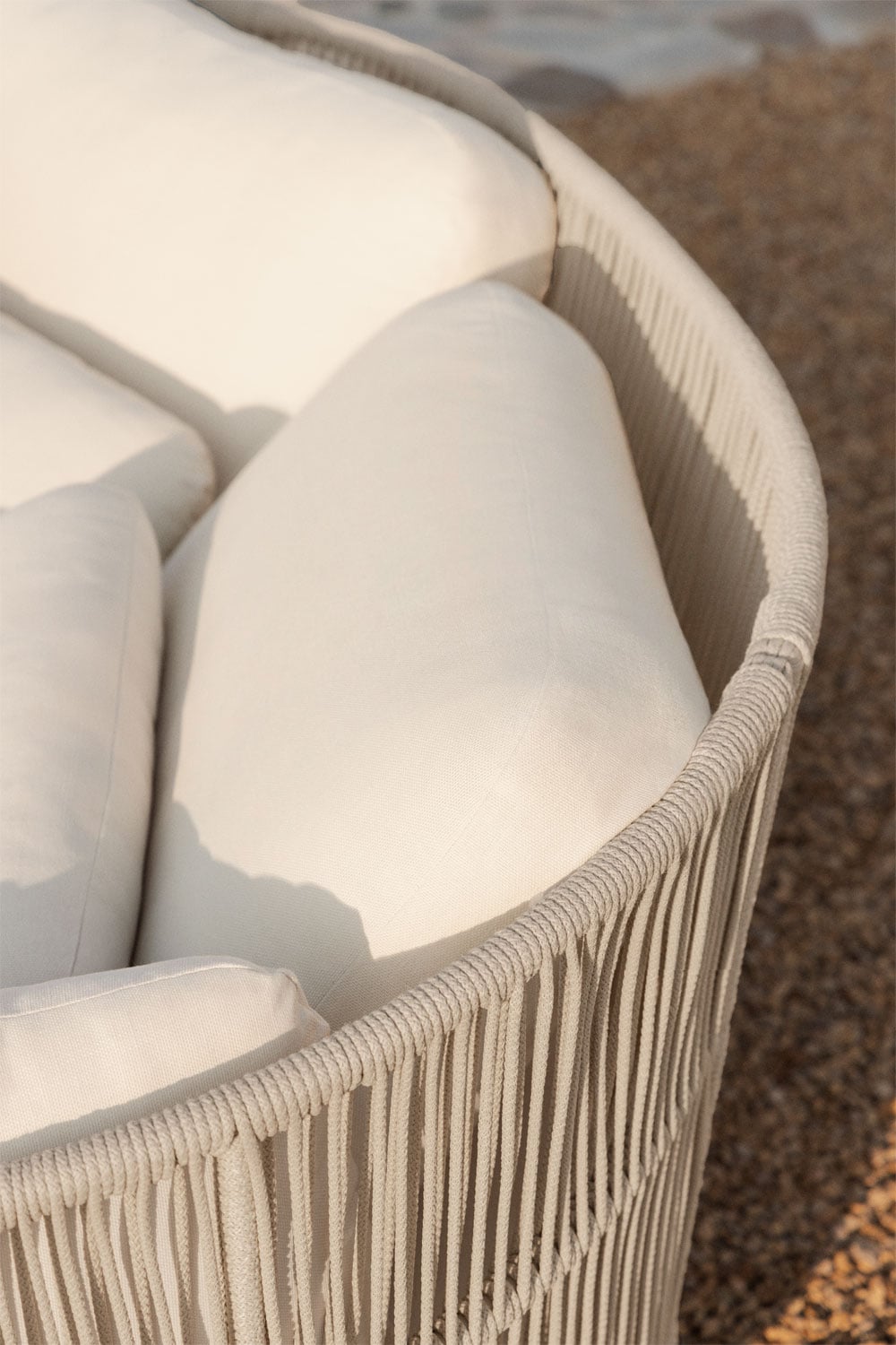 Chaise longue double avec coussins en bois d'acacia et corde tressée Capri, image de la galerie 2