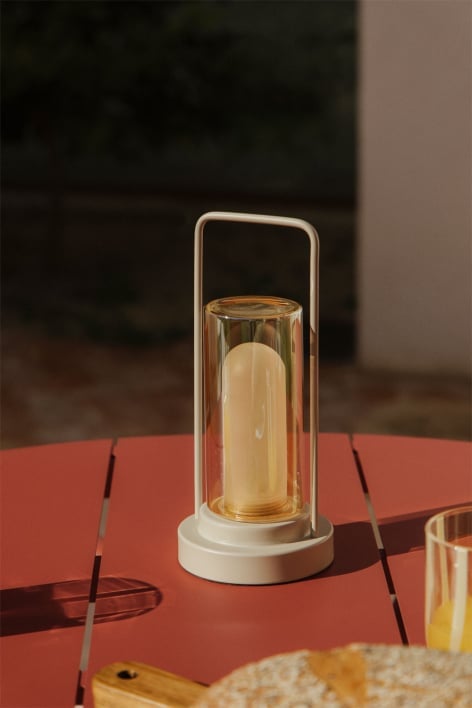 Lampe de table LED sans fil pour extérieur en fer et verre Sorlix