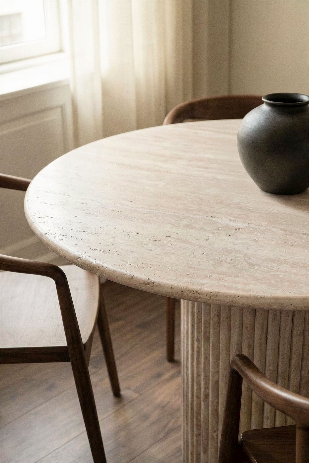 Table de salle à manger ronde Ø120 cm en pierre naturelle Grosseto, image de la galerie 2