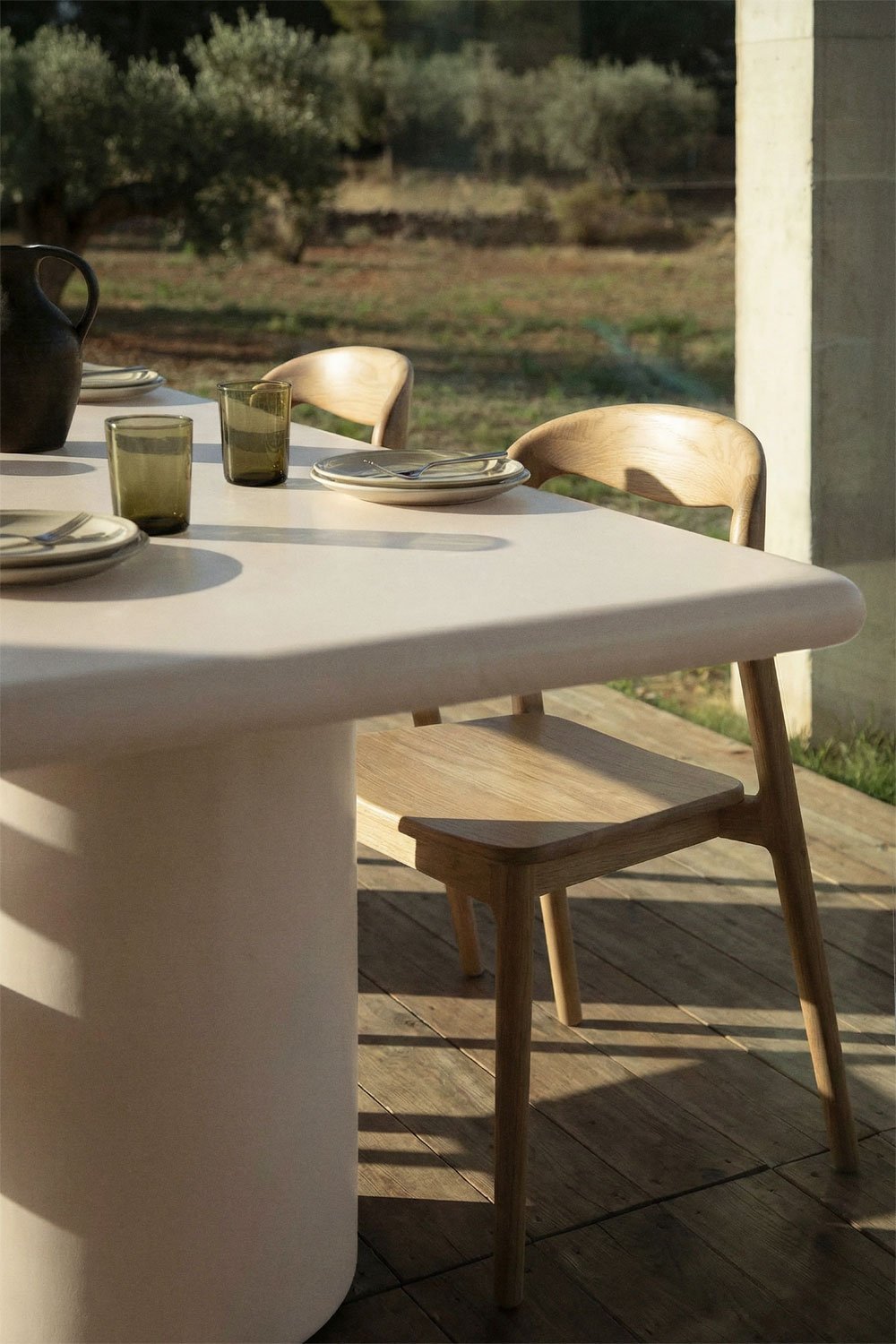 Table de jardin rectangulaire 220x100 cm en ciment Namara, image de la galerie 2