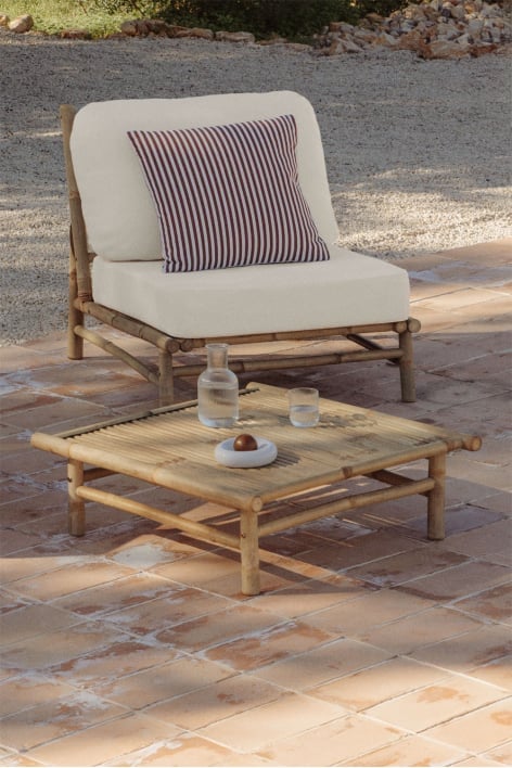 Table basse de jardin carrée 75x75 cm en bambou Isendra