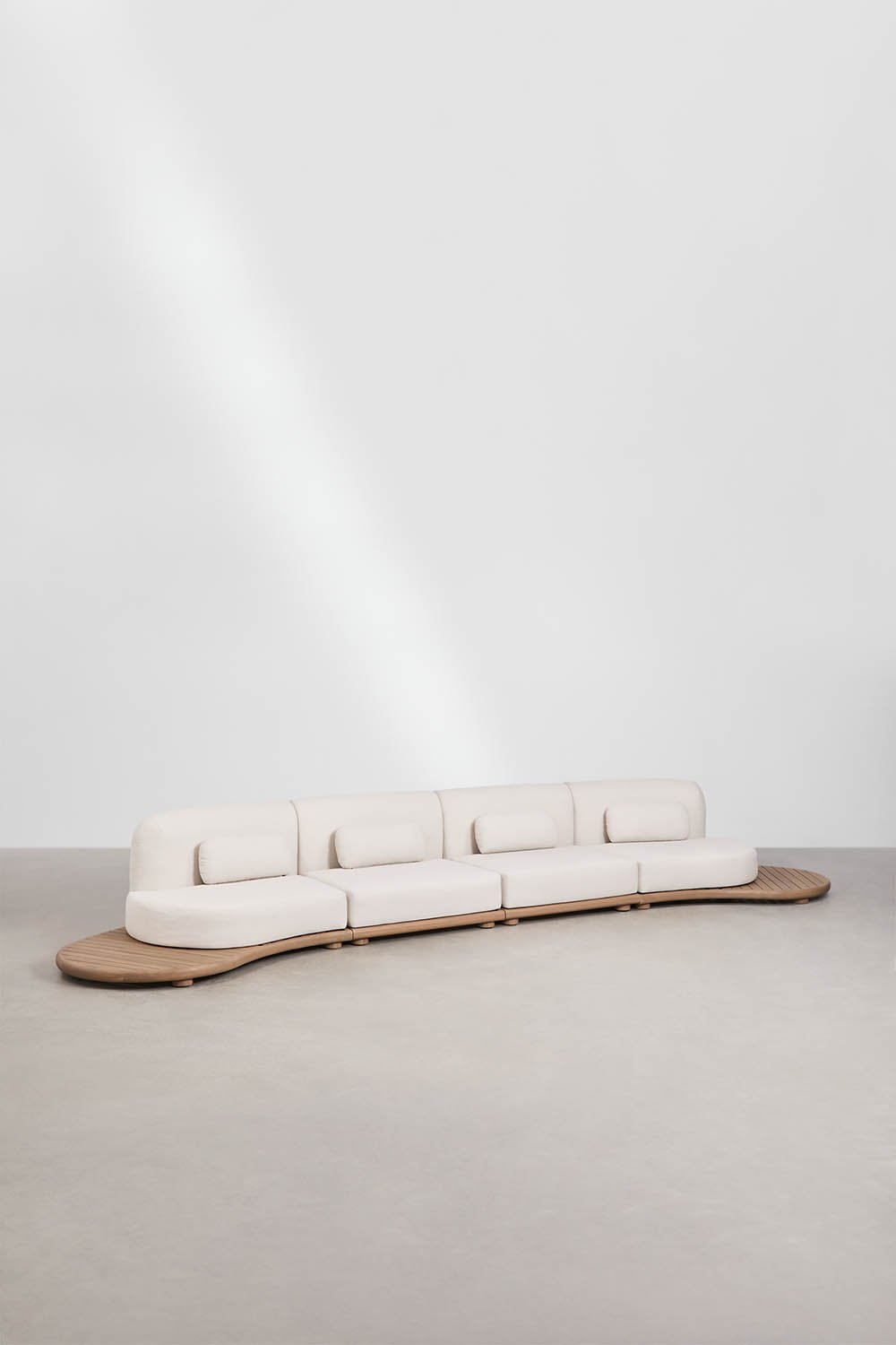 Canapé modulaire droit de jardin 4 pièces en bois d'acacia Gerard, image de la galerie 1