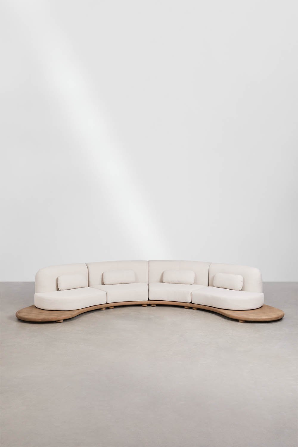 Canapé modulaire en U de jardin 4 pièces en bois d'acacia Gerard, image de la galerie 3