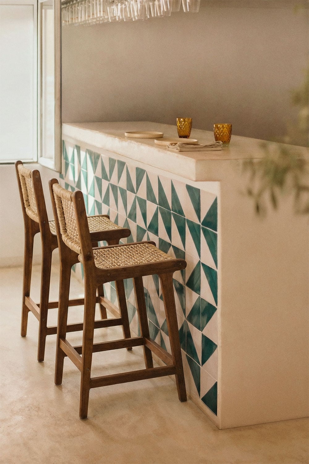 Tabouret haut 65 cm en bois de teck Malmo, image de la galerie 1