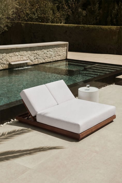 Chaise longue double inclinable en bois d'acacia Lecia