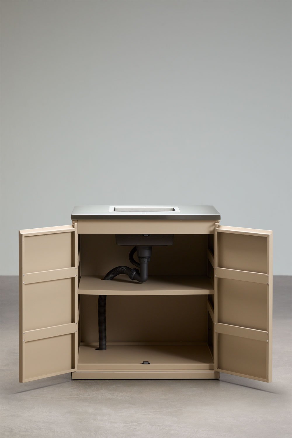 Module de rangement avec évier pour cuisine modulaire d'extérieur en acier Rivana, image de la galerie 3