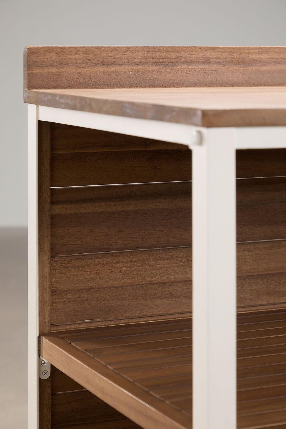 Module de rangement avec étagères pour cuisine modulaire d'extérieur en bois d'acacia et aluminium Reggie, image de la galerie 4