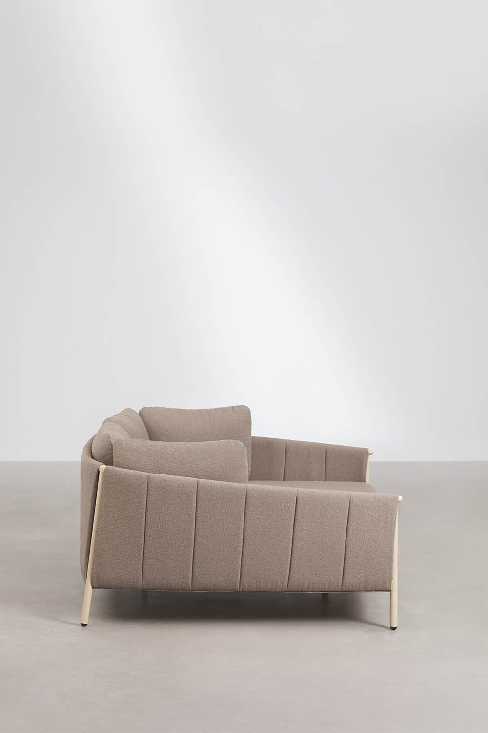 Chaise longue double en bouclé et aluminium avec coussins Boleni, image de la galerie 2