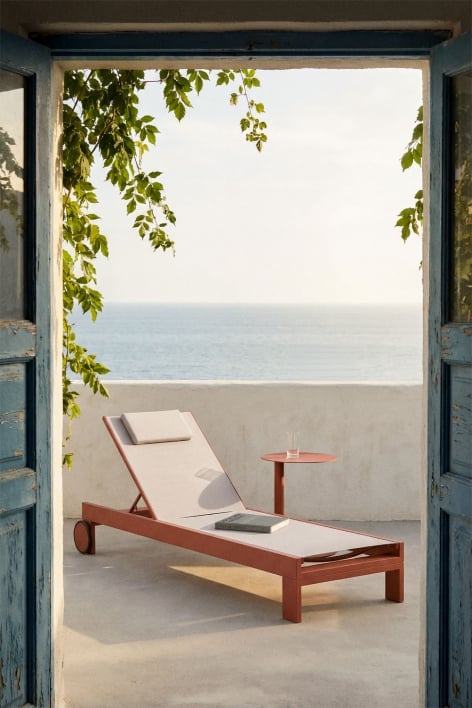 Chaise longue inclinable en aluminium avec coussin Akelia