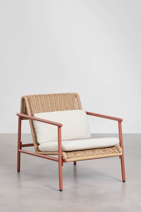 Fauteuil de jardin avec accoudoirs en aluminium et rotin synthétique Duroli