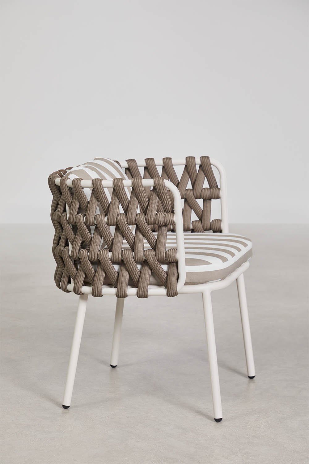 Pack de 4 chaises de jardin avec accoudoirs en aluminium et corde tressée Tevary, image de la galerie 4986246