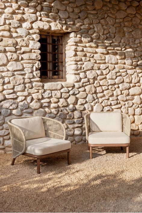 Pack de 2 fauteuils de jardin en bois d'acacia et corde tressée Capri