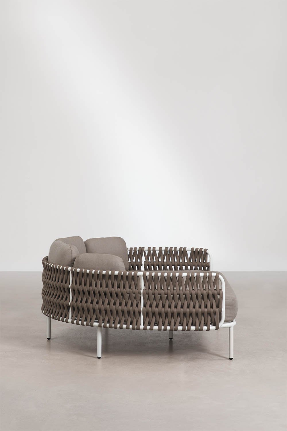 Double chaise longue en aluminium et corde tressée avec coussins Tevary, image de la galerie 2
