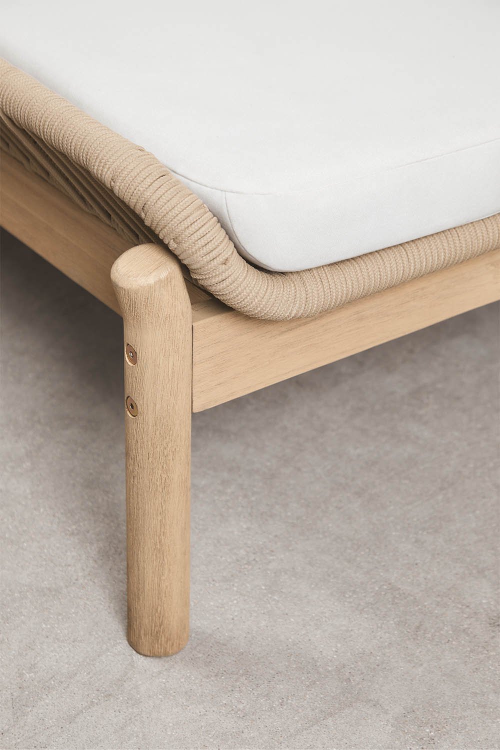 Chaise longue double inclinable en bois d'acacia et corde tressée Karvia, image de la galerie 7