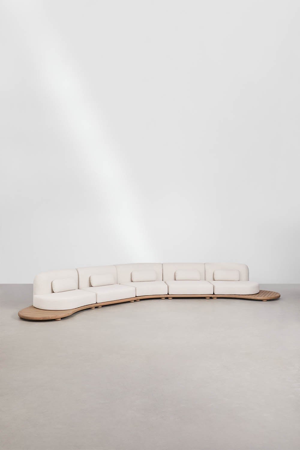 Canapé modulaire de jardin 5 pièces en bois d'acacia Gerard, image de la galerie 1