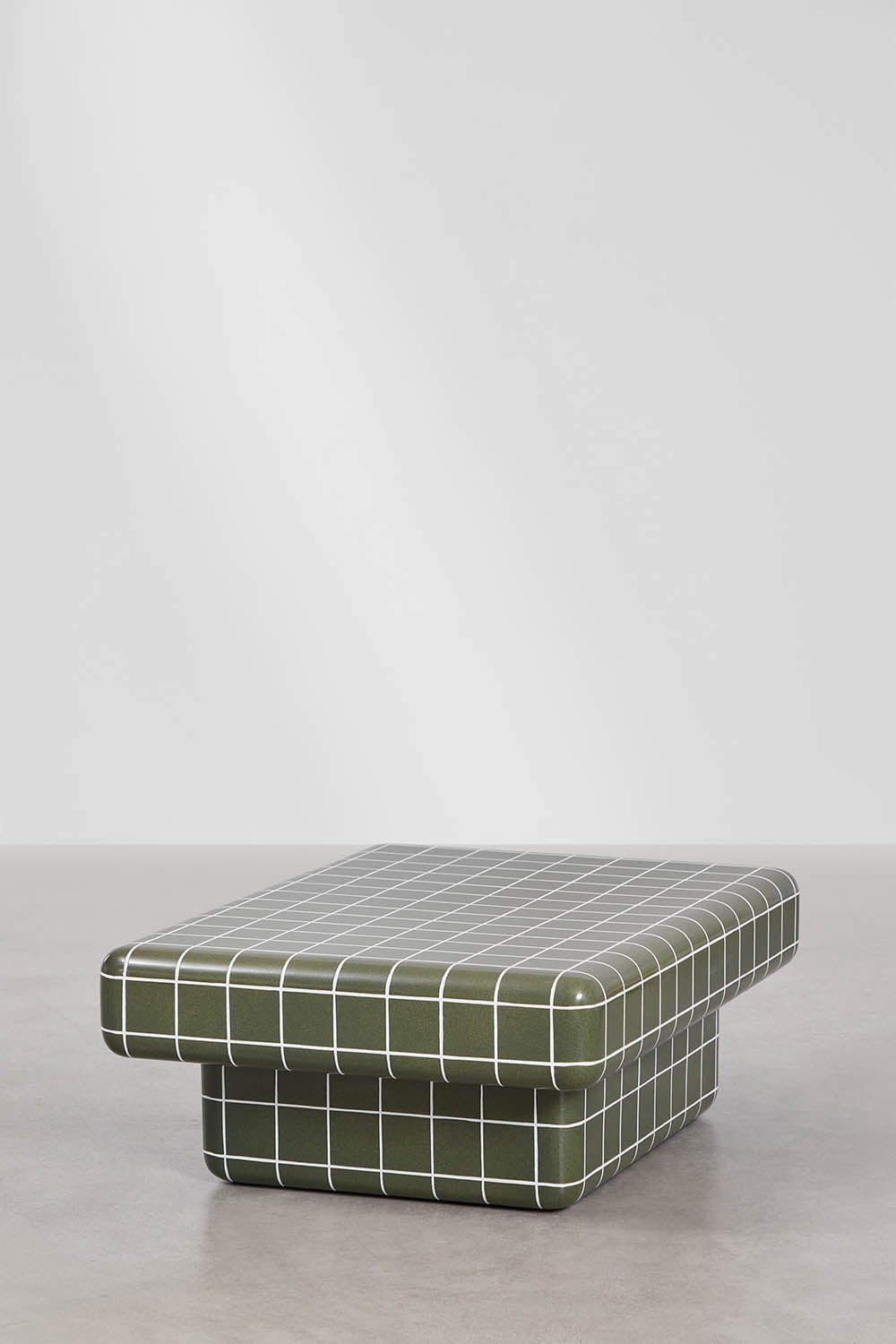 Table basse rectangulaire de jardin en ciment effet carrelage Eleonor, image de la galerie 2