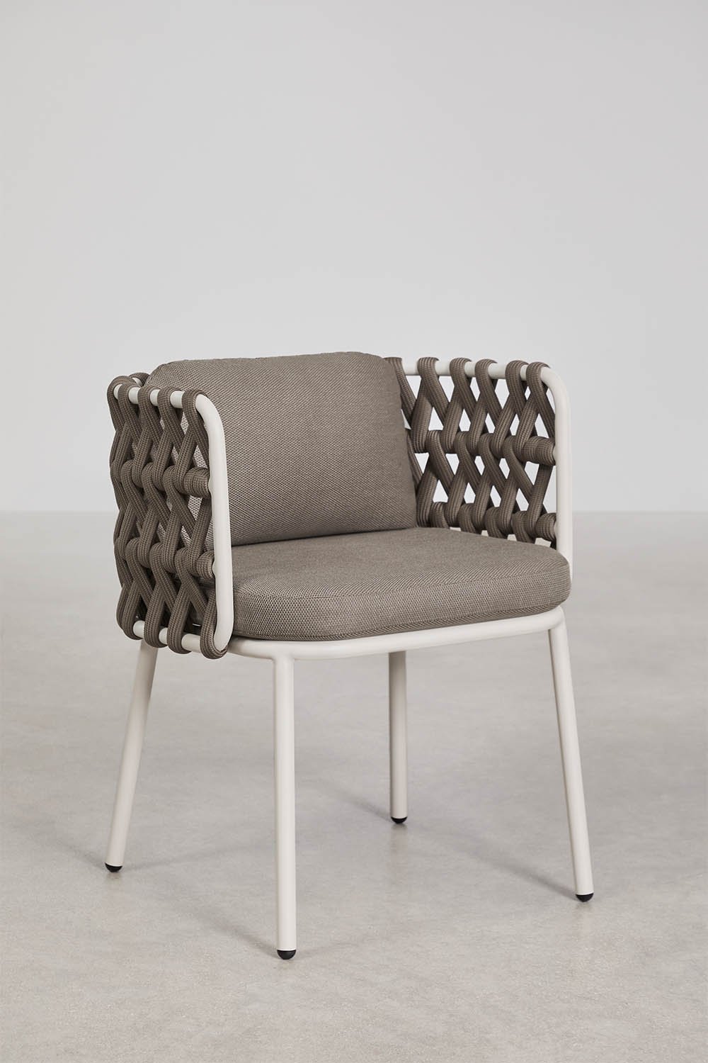 Pack de 2 chaises de jardin avec accoudoirs en aluminium et corde tressée Tevary, image de la galerie 3