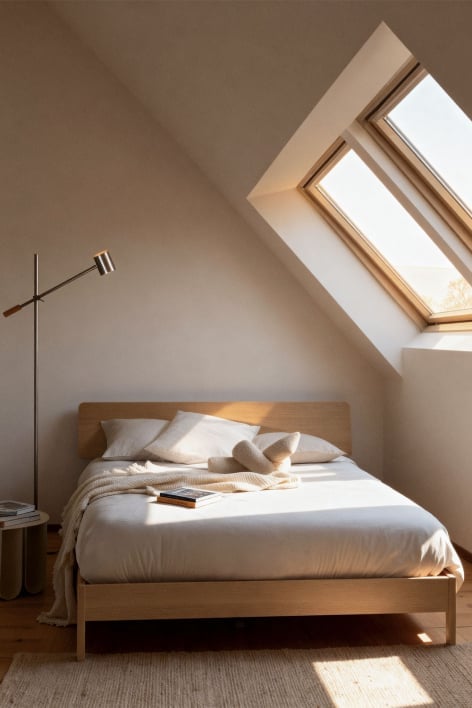 Lit pour matelas 160x200cm en bois Gellis