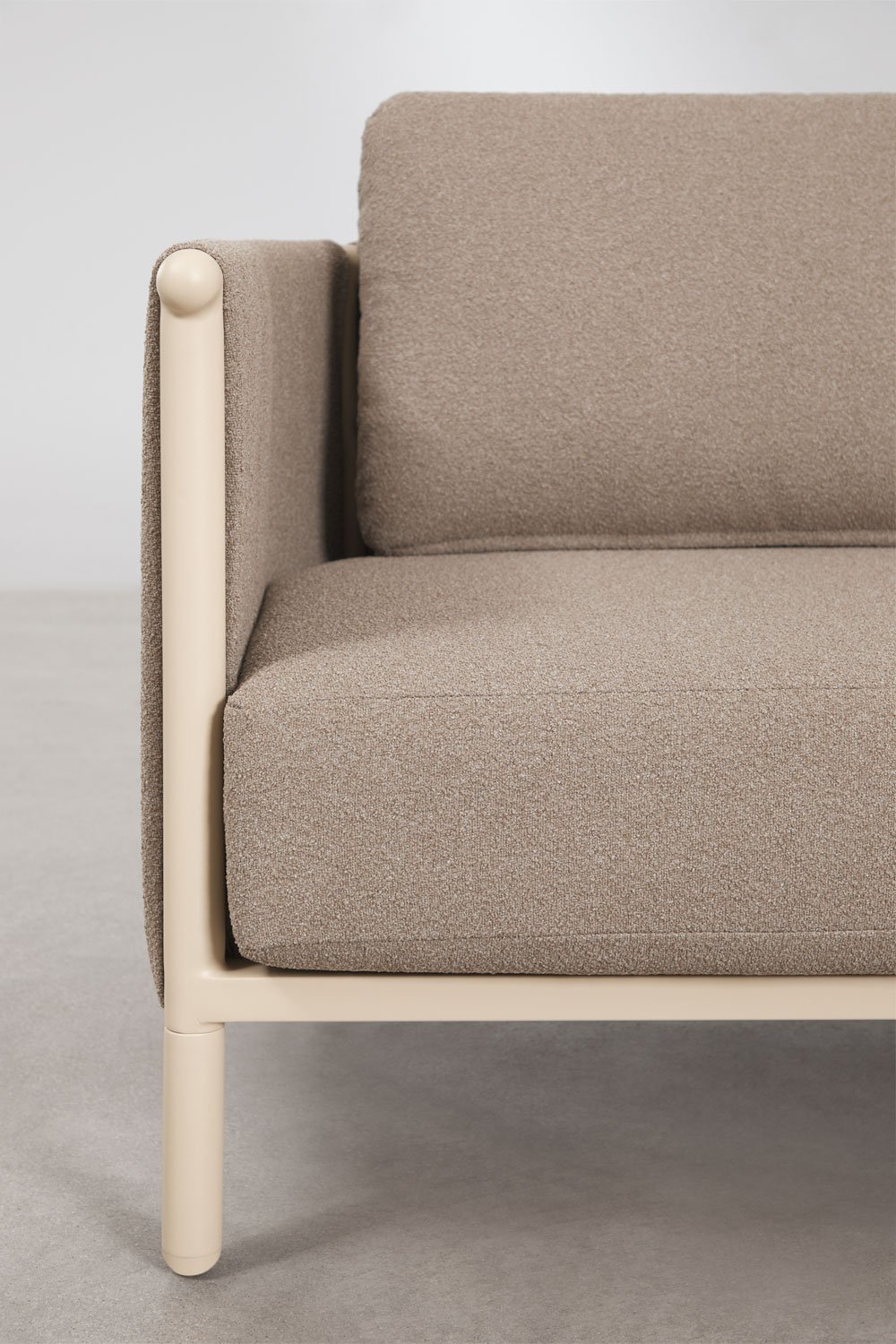 Ensemble de jardin avec canapé 3 places, 2 fauteuils en bouclé et table basse en aluminium Boleni, image de la galerie 6