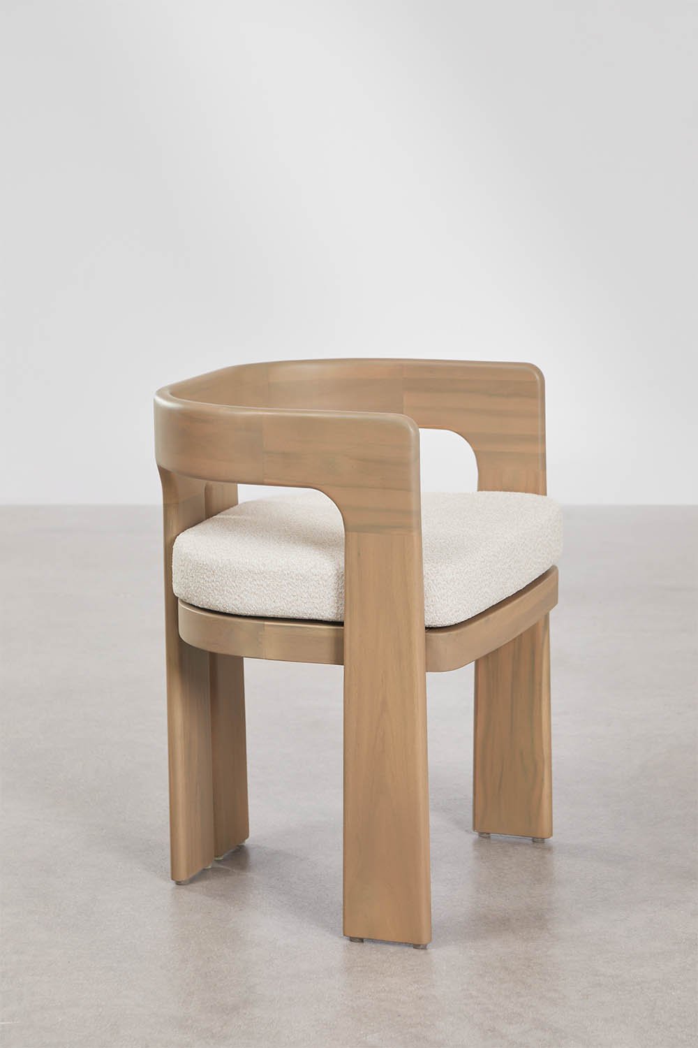 Pack de 4 chaises de jardin avec accoudoirs en bois d'acacia et tissu bouclé Kandroa, image de la galerie 2