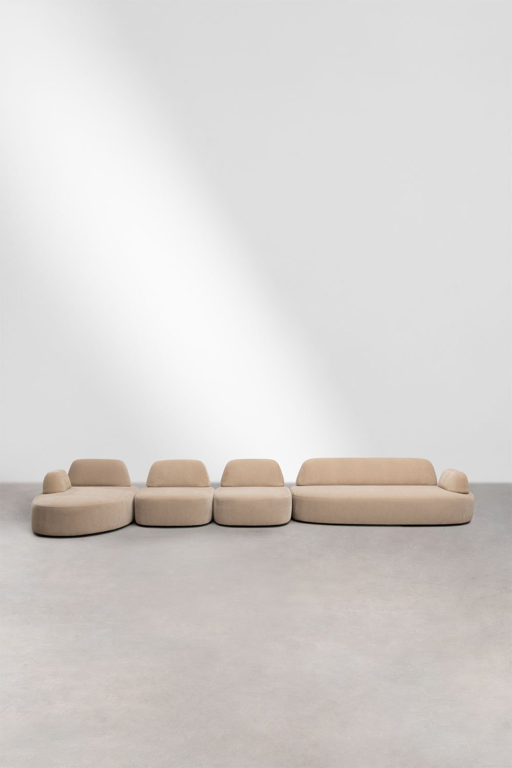 Canapé modulable avec méridienne gauche en 4 pièces avec module d'angle tapissé Giorgia, image de la galerie 5