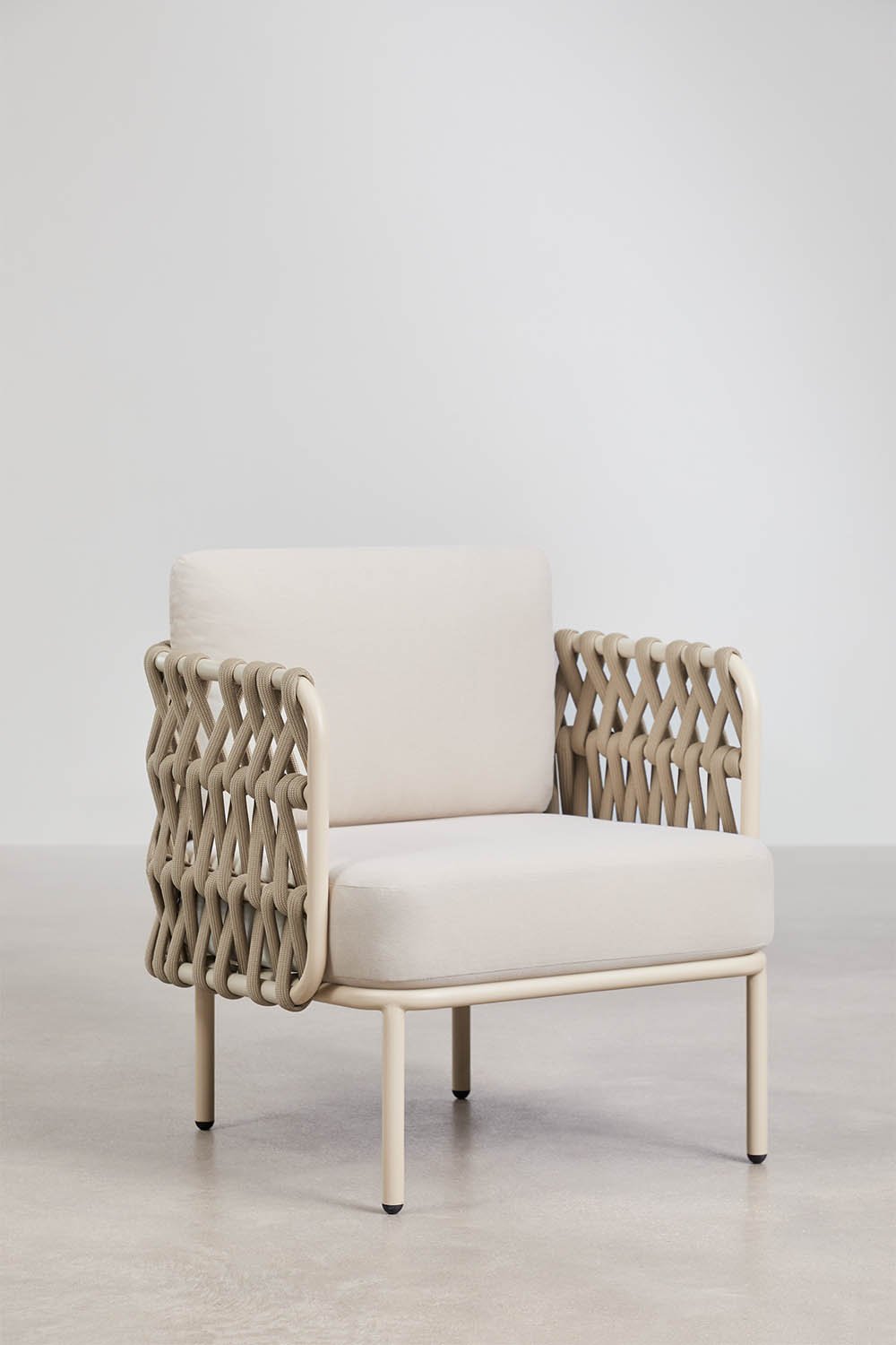 Fauteuil de jardin en aluminium et corde tressée Tevary, image de la galerie 3