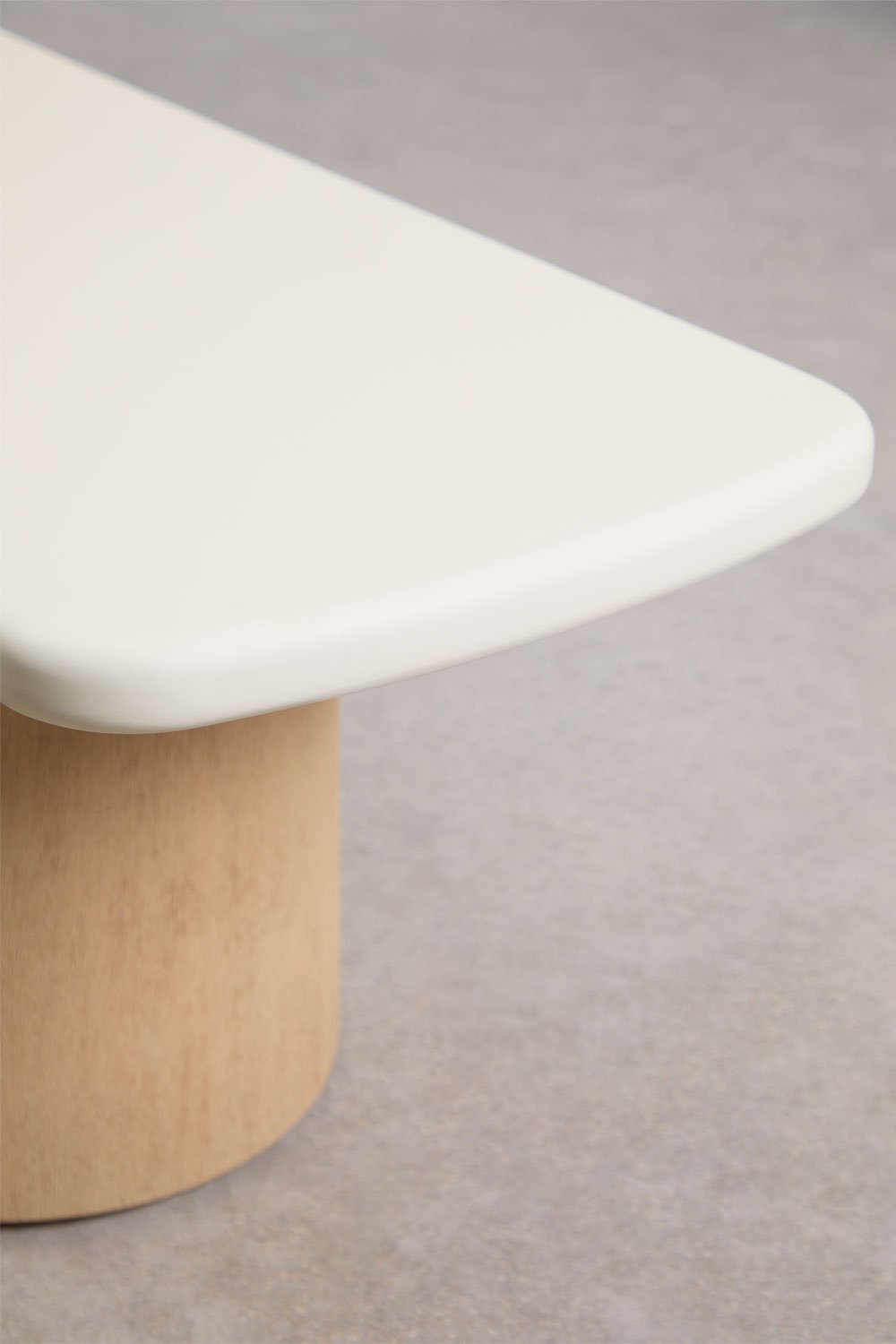 Set de table rectangulaire 230x110 cm et 2 bancs de salle à manger en ciment et bois d'acacia Sharpay, image de la galerie 7