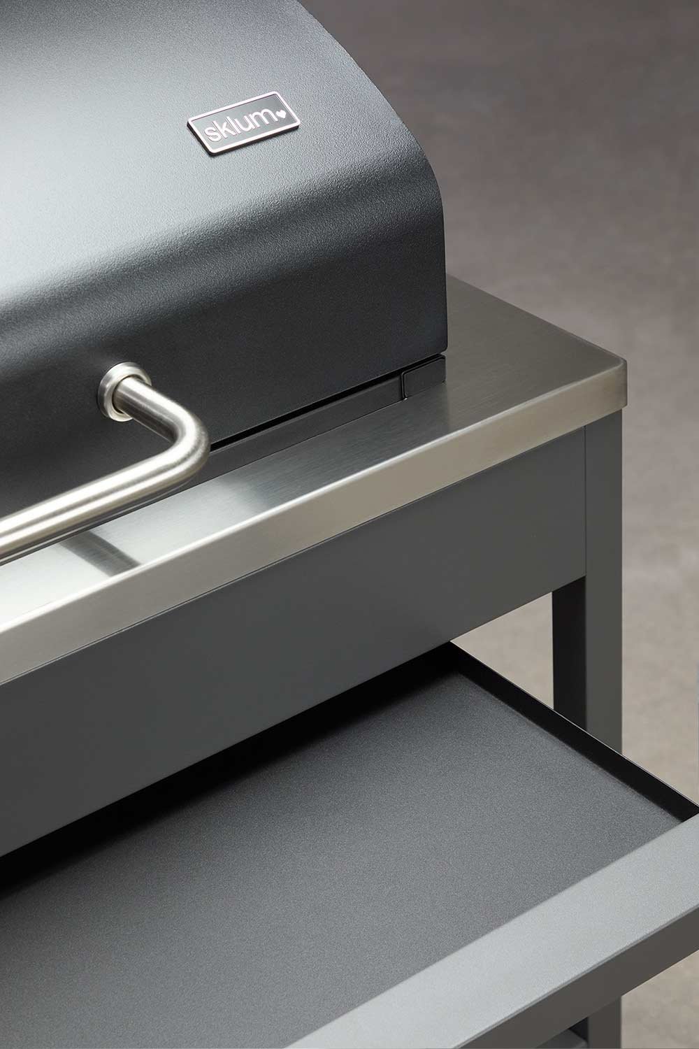 Module avec barbecue au charbon pour cuisine modulaire d'extérieur en acier Savona, image de la galerie 10