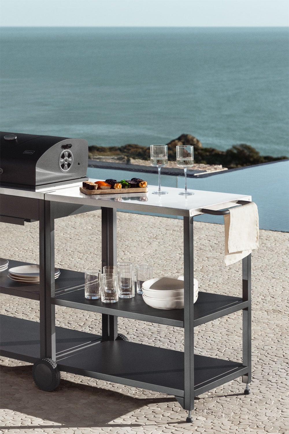 Chariot de cuisine modulaire d'extérieur en acier Savona, image de la galerie 6