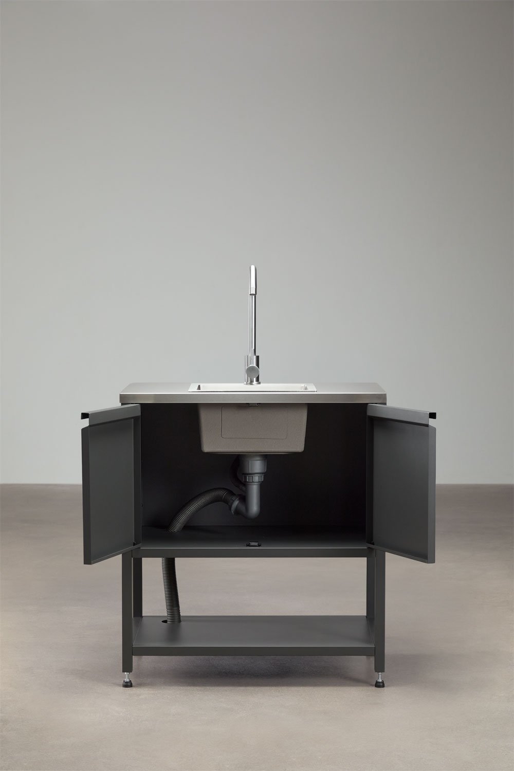 Module de rangement avec évier pour cuisine modulaire d'extérieur en acier Savona, image de la galerie 5