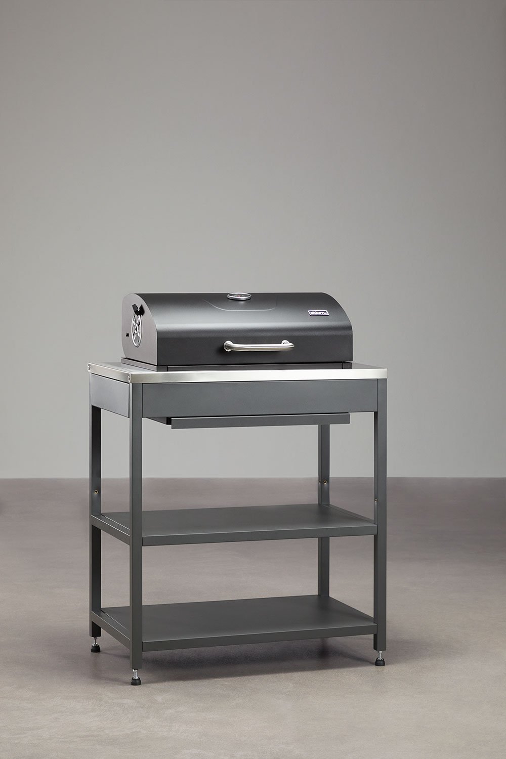 Cuisine modulaire d'extérieur 3 pièces avec évier, rangement et barbecue à charbon en acier Savona, image de la galerie 10