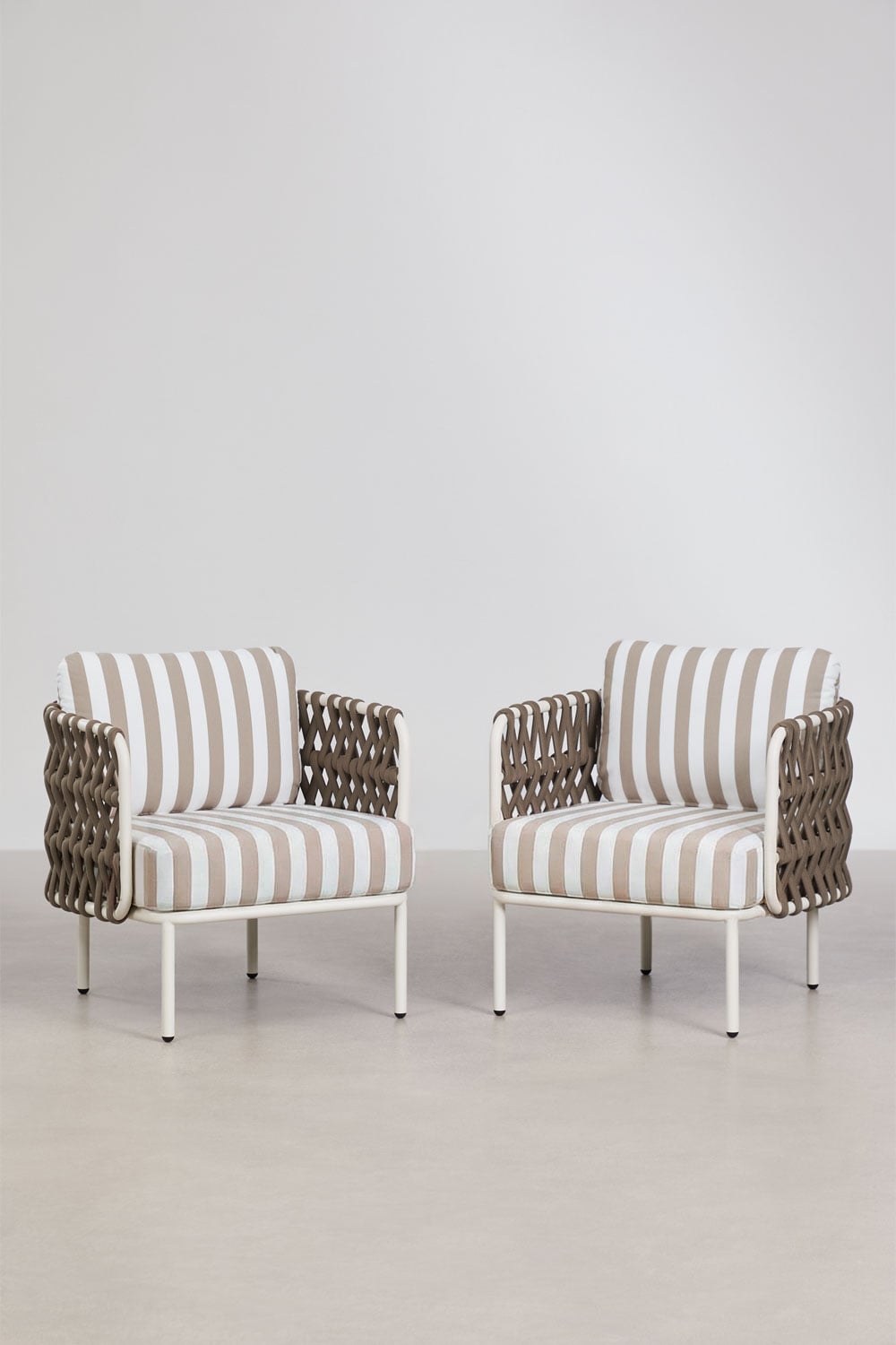 Pack de 2 fauteuils de jardin en aluminium et corde tressée Tevary, image de la galerie 3