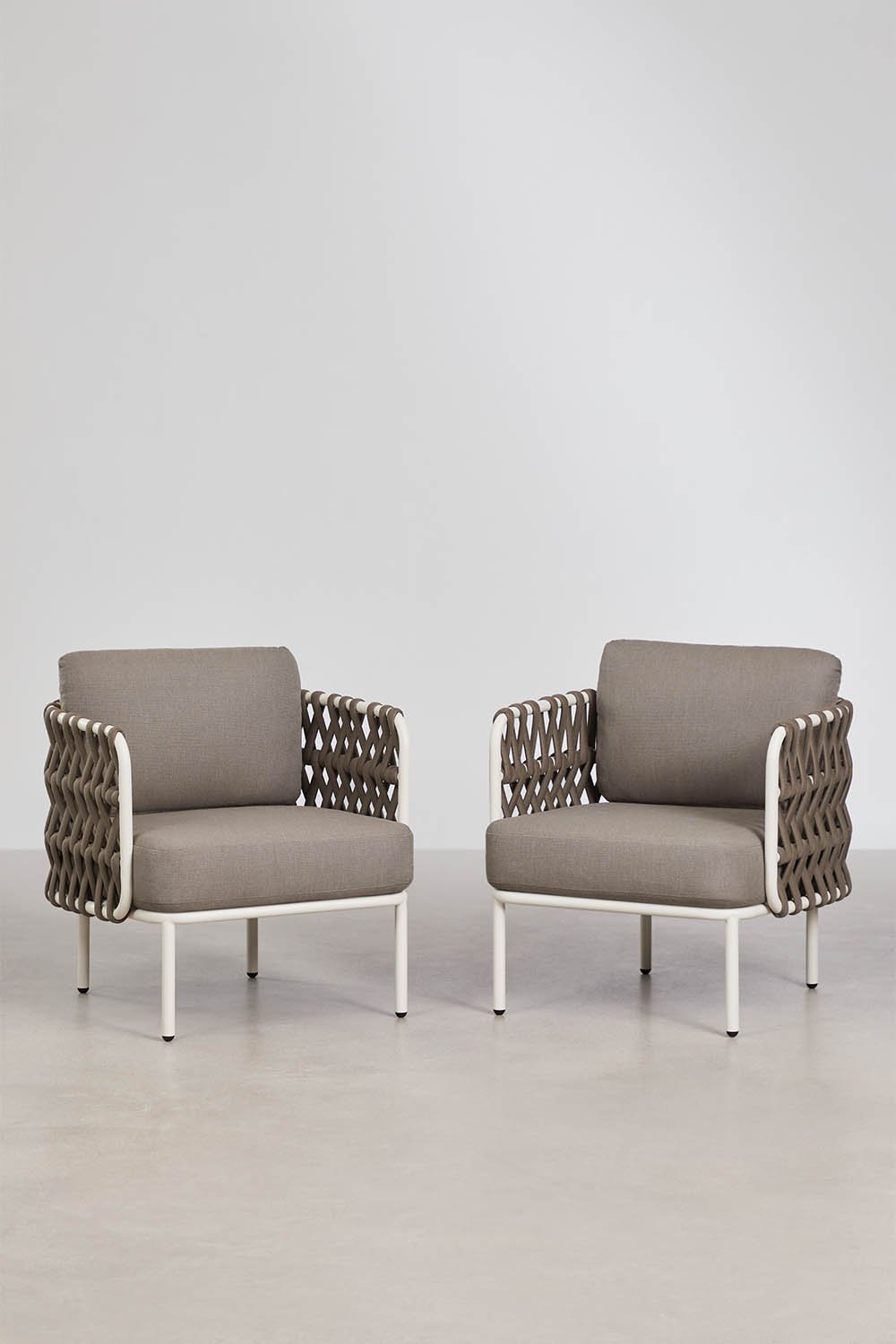 Pack de 2 fauteuils de jardin en aluminium et corde tressée Tevary, image de la galerie 3