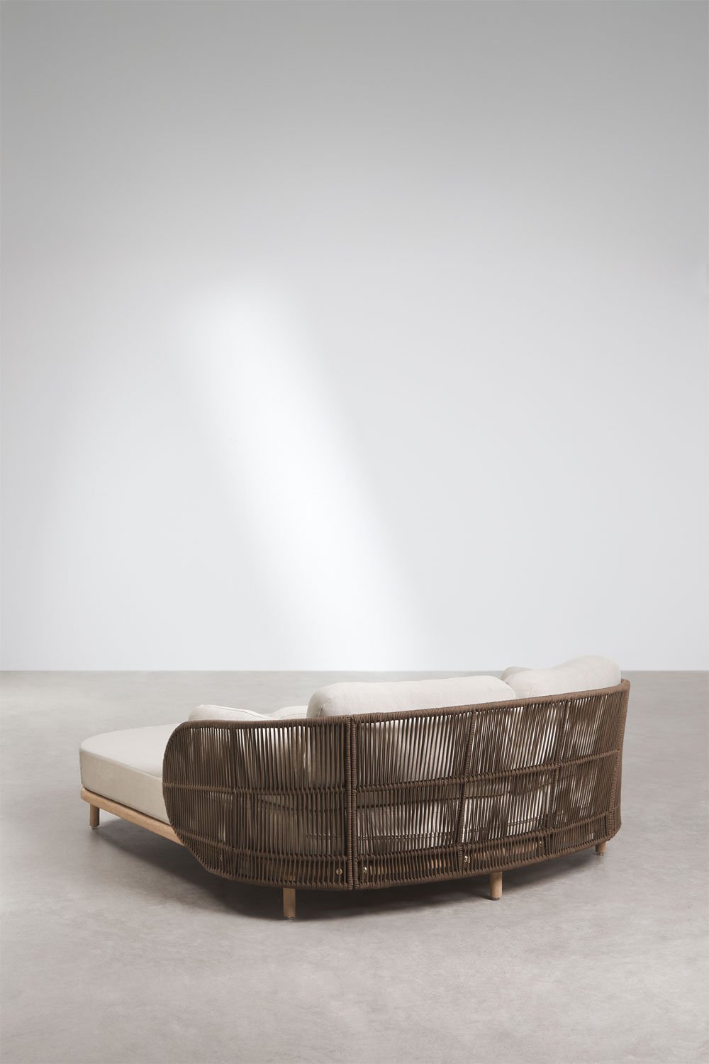 Chaise longue double avec coussins en bois d'acacia et corde tressée Capri, image de la galerie 3