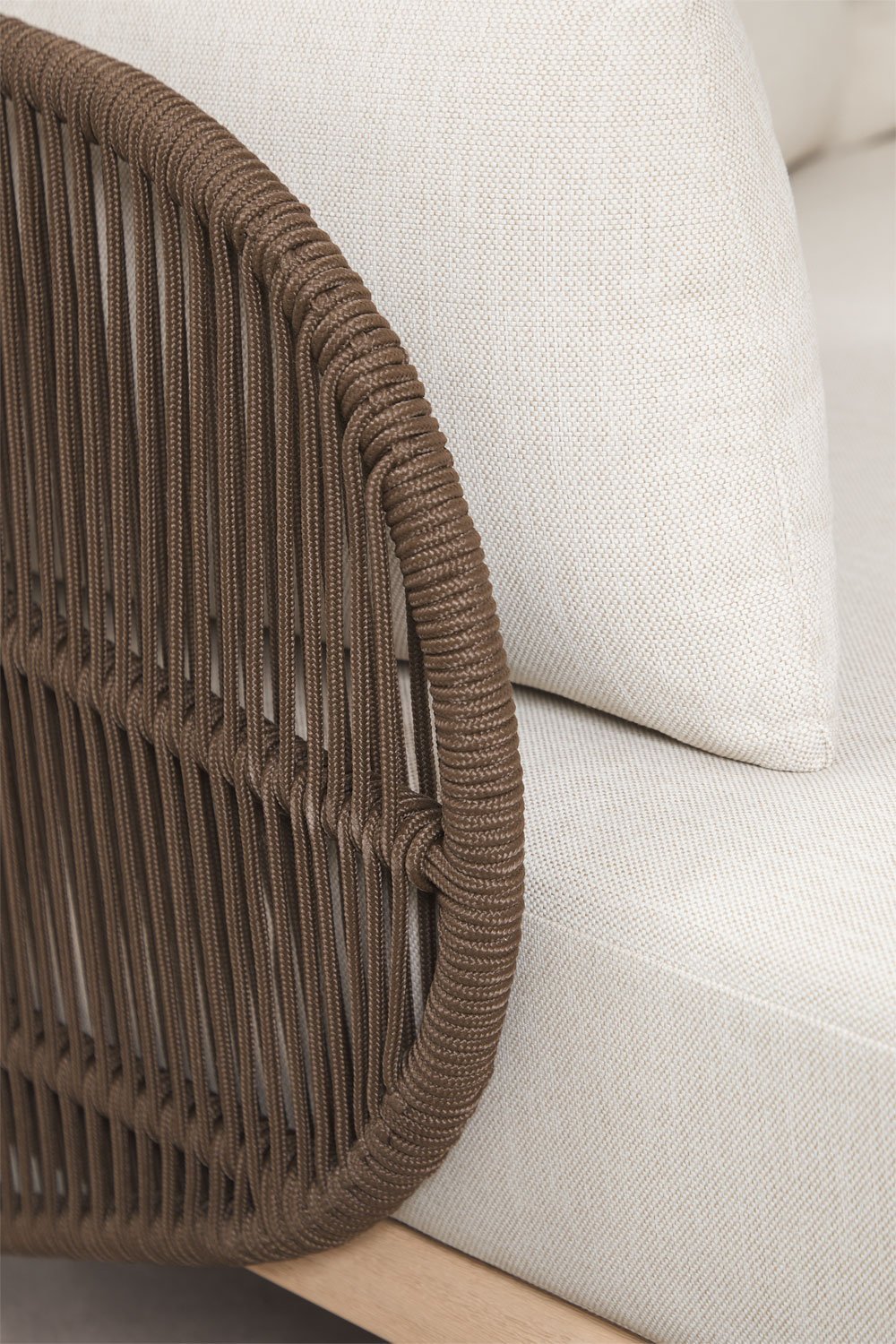 Chaise longue double avec coussins en bois d'acacia et corde tressée Capri, image de la galerie 4