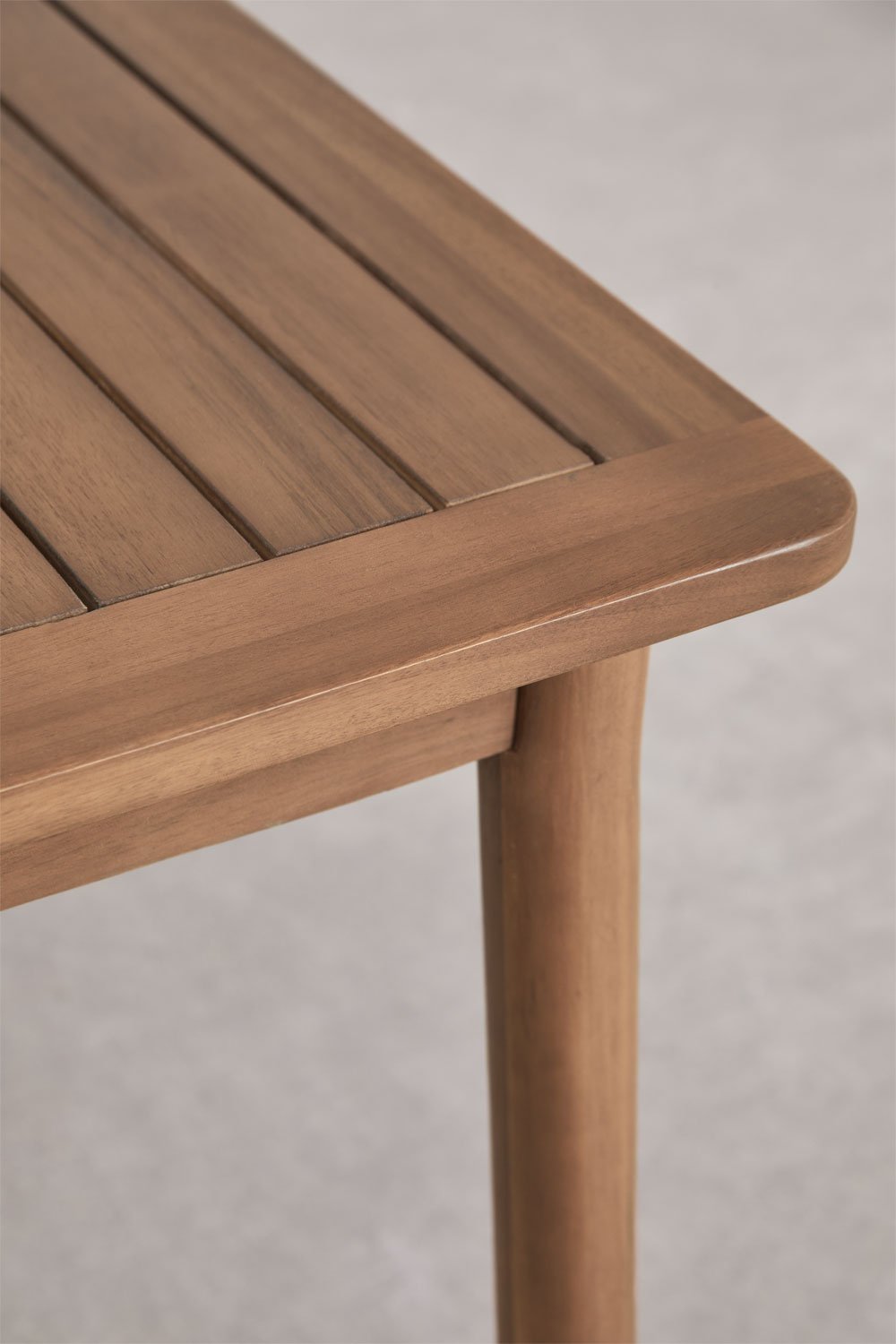 Set de table extensible 100-160x100 cm Karvia et 6 chaises de salle à manger en bois d'acacia et corde tressée Capri, image de la galerie 4